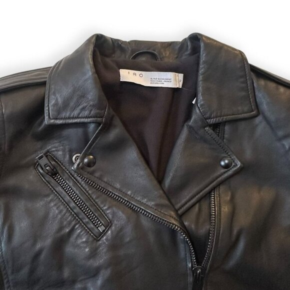 IRO Paris Newhan Lambskin Leather Jacket Black Size 42 FR, Retail $1,345 - Picture 9 of 16